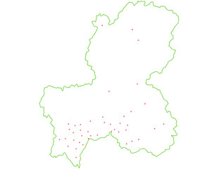 岐阜県　地図　白　斑点　イラスト