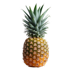 Fresh Ripe Pineapple with Vibrant Green Crown and Tropical Leaves, Perfect for Healthy Food Concepts and Summer Designs Isolated on Transparent Background