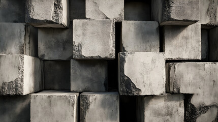 Abstract Journey Through Stacked Cement Blocks: A Celebration of Raw Texture and Industrial Aesthetic