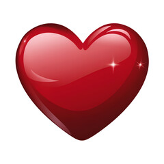 Glossy Red Heart Symbol with Shiny Reflections and Smooth Texture, Perfect for Love, Romance, or Valentine’s Day Themes Isolated on Transparent Background