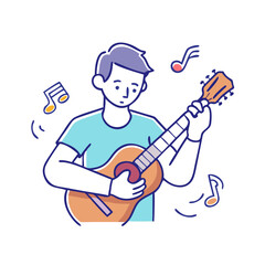 musician tuning guitar icon, musician tuning guitar vector illustration-simple illustration of musician tuning guitar, perfect for musician tuning guitar logos and themed design 