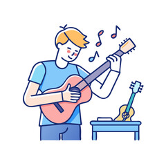 musician tuning guitar icon, musician tuning guitar vector illustration-simple illustration of musician tuning guitar, perfect for musician tuning guitar logos and themed design 
