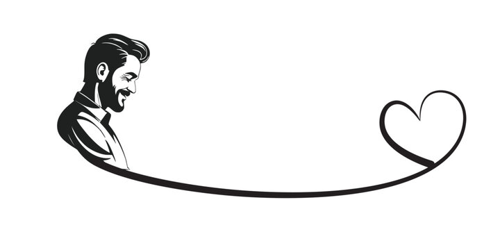 Father's Day Minimalist Illustration with Heart and Father Figure