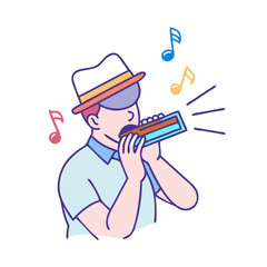performer with harmonica icon, performer with harmonica vector illustration-simple illustration of performer with harmonica, perfect for performer with harmonica logos and themed design 