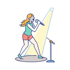 singer with spotlight icon, singer with spotlight vector illustration-simple illustration of singer with spotlight, perfect for singer with spotlight logos and themed design 