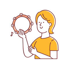 singer with tambourine icon, singer with tambourine vector illustration-simple illustration of singer with tambourine, perfect for singer with tambourine logos and themed design 