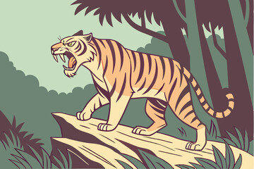 Naklejka premium Vector Drawing of a Angry Tiger