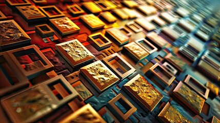 A vibrant, digitally created image of abstract geometric patterns.