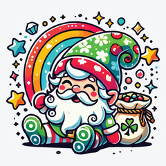 Fototapeta premium Cute Lucky Gnome Vector Illustration stock illustration