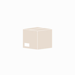 Cardboard box in flat vector illustration symbolizing shipping, delivery, and packaging, isolated on white background.