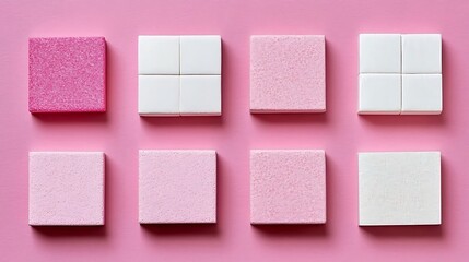 Clean and modern abstract arrangement of geometric shapes in muted pastel tones, emphasizing simplicity and elegance