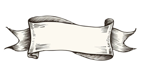hand draw vector ribbon banner cut out png on transparent background