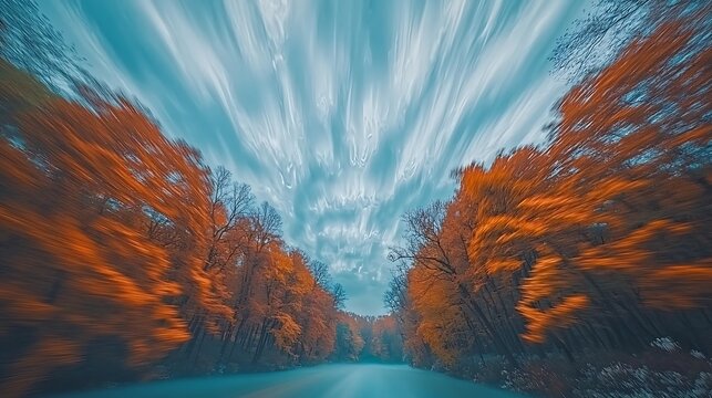 A vivid sky showcasing unique cloud formations, with streaks and swirls creating an artistic and dynamic visual effect