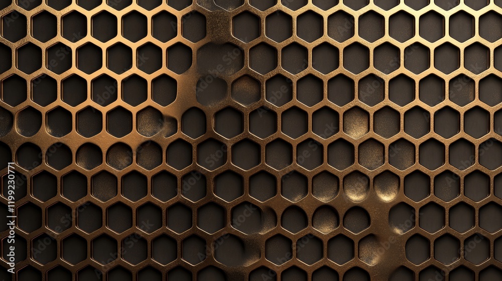 Aufkleber abstract bronze hexagon metal grid background