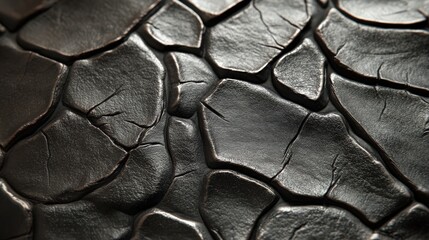 Dark textured surface featuring irregular, slightly raised segments separated by fine lines