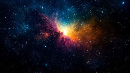 Fototapeta premium Cosmic Nebula: A vibrant swirl of colors in the vast universe. Explore the celestial wonders and the mysteries of deep space.