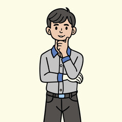 Cute boy thinking and confused