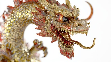 Obraz premium Golden Dragon with Red Accents