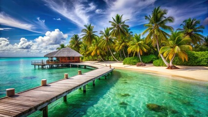 Fototapeta premium Serene Maldives Beach Getaway - AI Photo