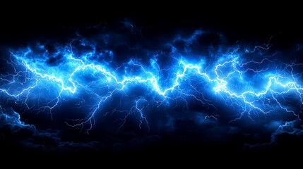 Obraz premium Electrifying Storm: A Stunning Display of Blue Lightning and Dark Clouds