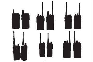 Walkie Talkie Vector Silhouette Set © Rokeyadesigner