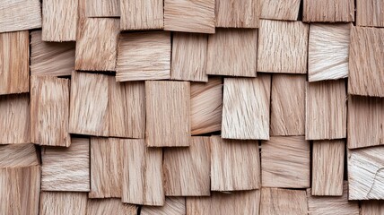 Fototapeta premium Abstract Background of Interlocking Light Brown Wooden Blocks Natural Wood Texture Wood Paneling