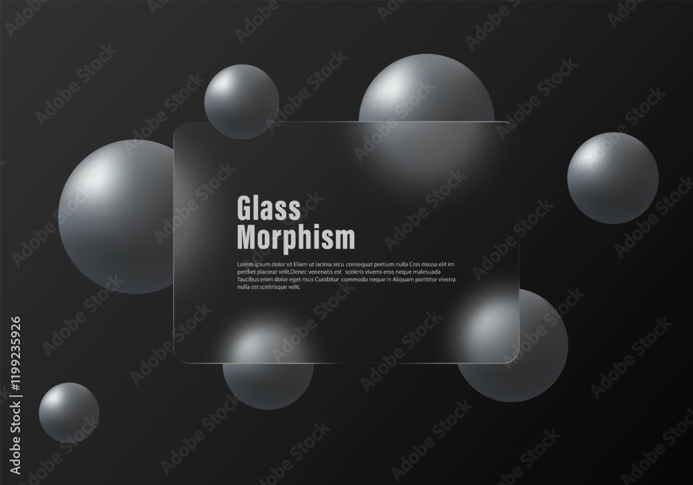 Canvas Prints black background in glass morphism style. transparent banner with spheres. realistic glass morphism 