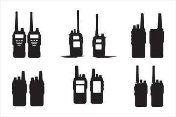 Walkie Talkie Vector Silhouette Set © Rokeyadesigner