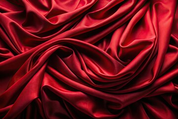 Obraz premium Elegant deep red fabric drapes smoothly, a minimalist abstract photo with long exposure, showcasing rich texture.