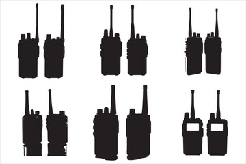 Walkie Talkie Vector Silhouette Set © Rokeyadesigner