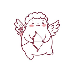 Naklejka premium Cute Cartoon Cupid with Bow and Arrow Illustration - Transparent background - PNG