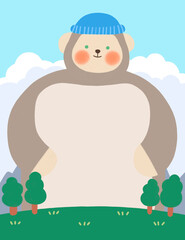 유치원 교육 안내 여름 원숭이 배경