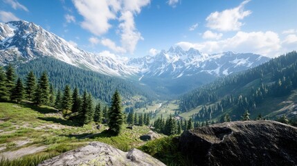 Majestic Mountain Valley Landscape