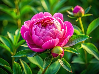 High-angle close-up: a delicate pink peony bud, poised to bloom.