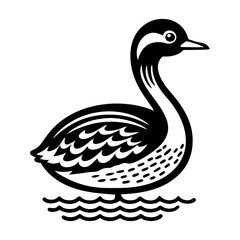 An icon of pied billed in solid style