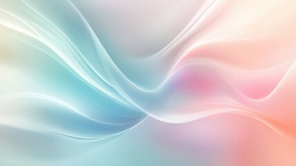 Fototapeta premium Abstract flowing background with gentle curves of light blue, pink and cream hues