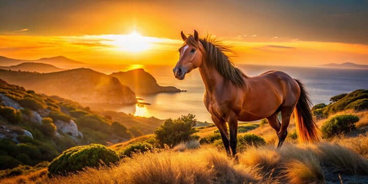 Skirian Horses, Skiros, Northern Sporades, Greece - Documentary Photography AI Image