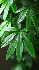 Obraz premium Lush green leaves showcasing vibrant patterns and textures in soft natural light. Generative AI