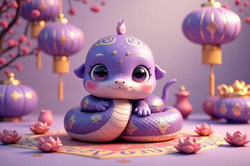 Fototapeta premium Majestic Purple Snake Lunar New Year - Regal and Elegant Snake Design
