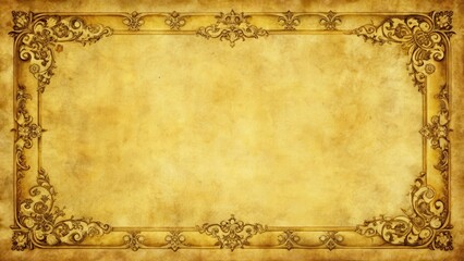 Weathered yellow parchment with empty space and ornate frames, giving a sense of aged elegance and forgotten knowledge