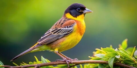 Fototapeta premium Stunning Black-headed Bunting photos: vibrant wildlife, nature's artistry captured.