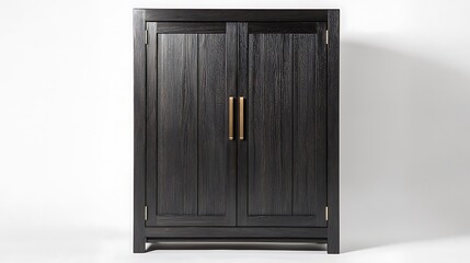 Fototapeta premium Dark wood cabinet, studio shot, storage, minimalist background, furniture catalog