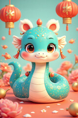 Naklejka premium Playful Pastel Snake Lunar New Year - Joyful and Festive Snake Design