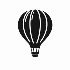 Hot Air Balloon silhouette in black on a white background