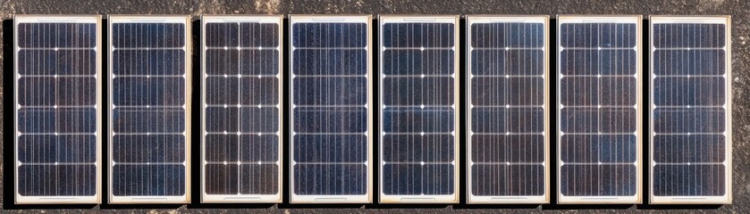 Aerial View of Multiple Solar Panels Capturing Sunlight on a Clear Day, Demonstrating Renewable Energy Solutions for Sustainable Living and Clean Power Generation