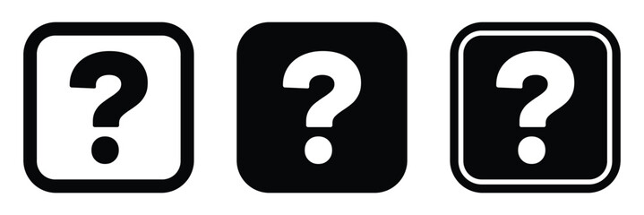Question mark icon. Help icon, service chat sign button, customer support icon. Black question mark silhouette. Vector question marks icon set.