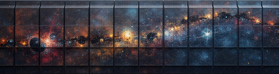 illustrazione sfondo con elementi astratti e motivi geometrici a tema surreale