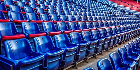 Stadium Seats Macro Photography - Dark Blue Rows, Single Red Seat