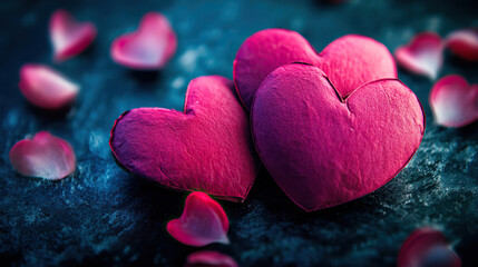 Obraz premium Romantic Hearts Captured in an EyeCatching and Colorful Background Display of Beauty