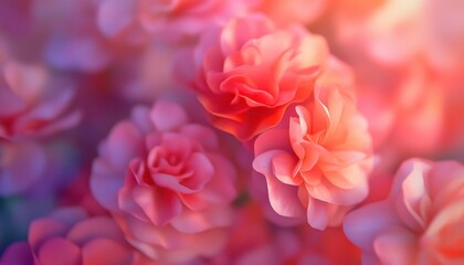 Obraz premium Close-up of Delicate Pink Roses in Soft Sunlight